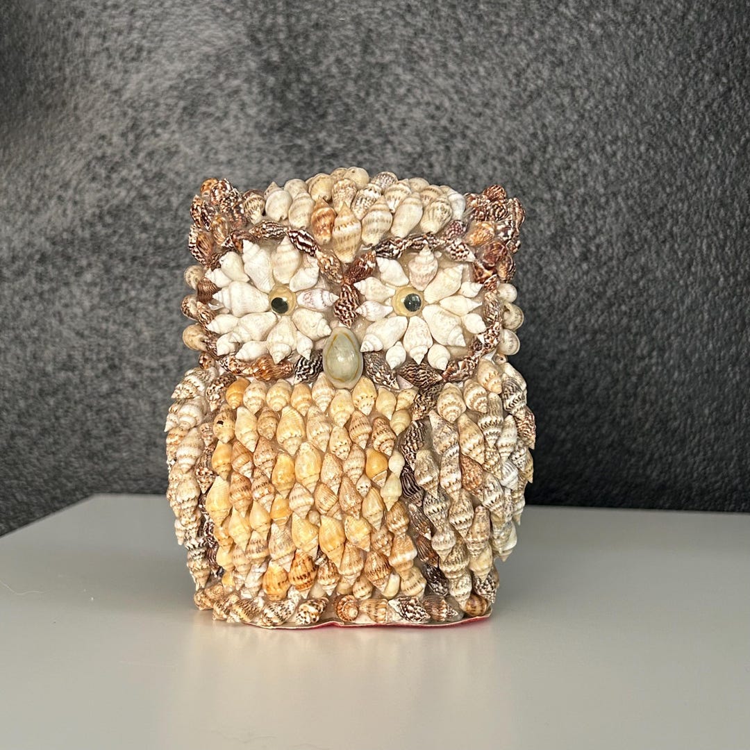 Shell Owl Vintage Handcrafted Shell Owl Figurine Decor - Etsy