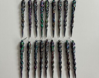Group of 18 Iridescent Spindle Icicle Ornaments - Christmas Decor