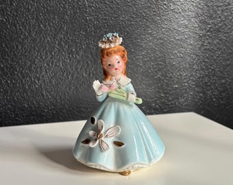 Josef Originals Little Guest Series Blue Dress and Flowers Girl Figurine