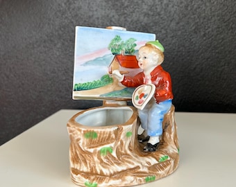 Vintage Orion Planter - Artist Painting Scene of Country Home