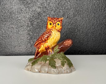 1980s Hand Painted Cermic Owl Figurine