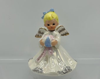 Norcrest August Angel Figurine Holding Beachball - Birthday Month Girl