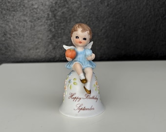 Happy Birthday September George Good Corporation Bisque Fairy Bell