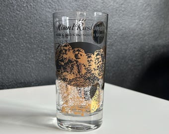 Vintage Mount Rushmore Black Hills South Dakota Souvenir Glass