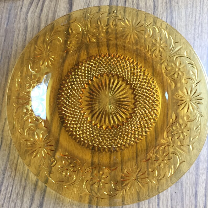 Depression Glass Daisy Amber Indiana Glass 3 Luncheon Plates