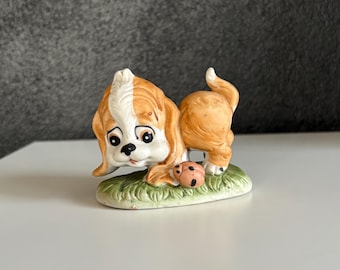 UCGC Long Earred Puppy Dog with Ladybug Figurine