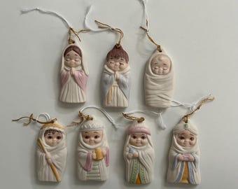 Christmas Nativity Set Ornaments - 7 Ornaments - Hand Painted