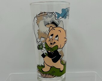 Looney Tunes Porky Pig and Taz 1976 Pepsi Collector Series Glass Tumbler Cup
