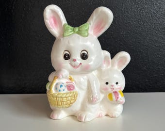 Napcoware Mama and Baby Bunny Decorative Easter Indoor Planter