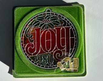 Hallmark Ambassador 1980 Joy Suncatcher Ornament with Original Packaging