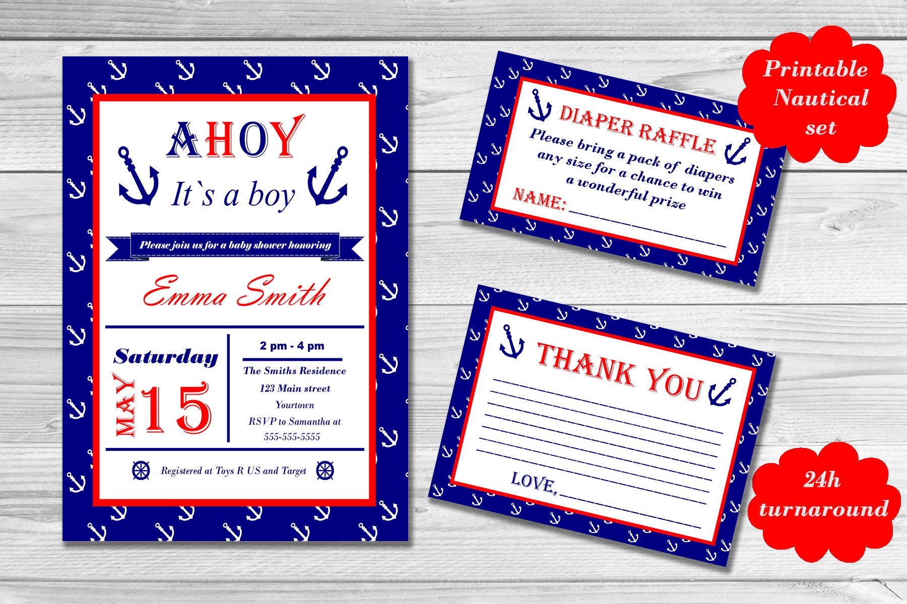 Printable Nautical Baby Shower Invitation Nautical Baby Etsy