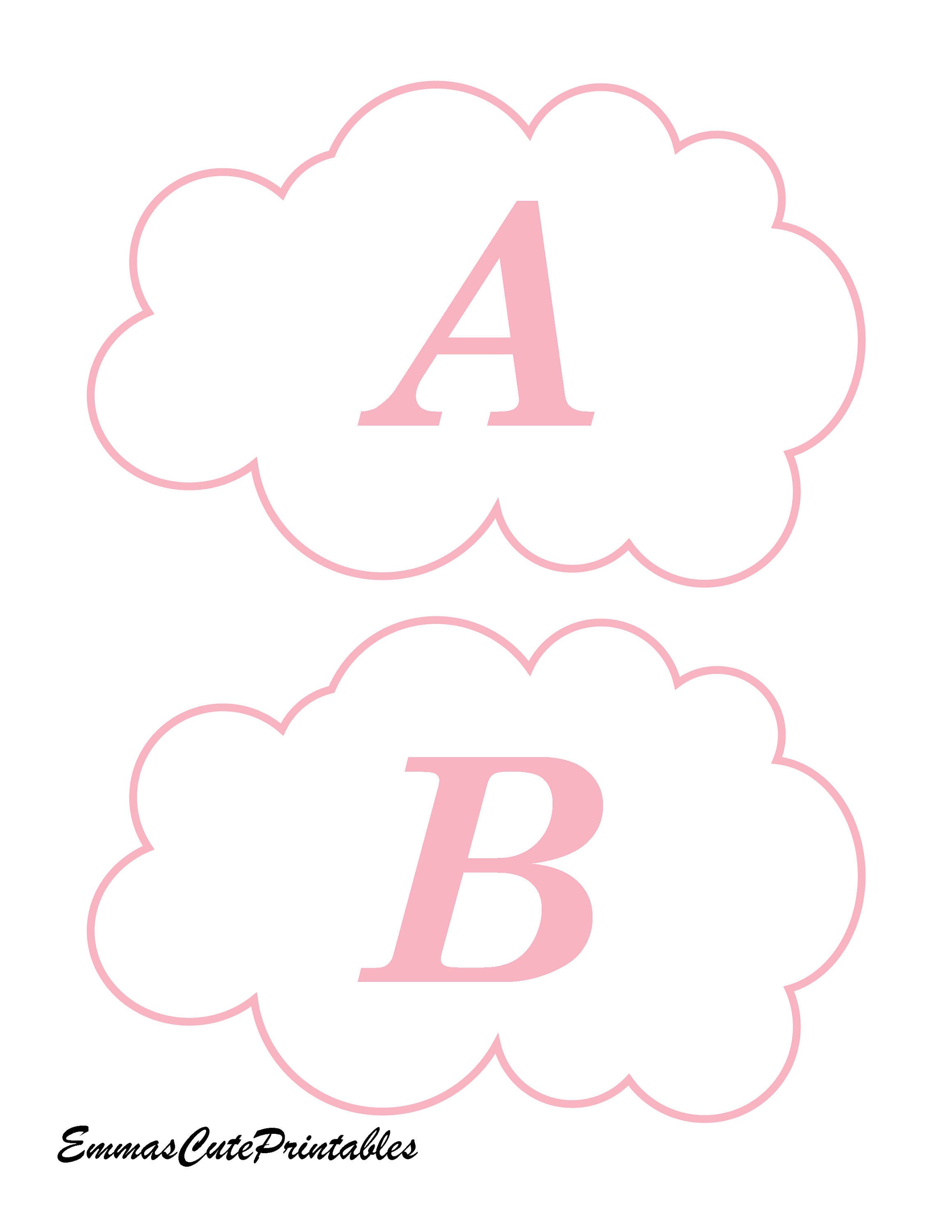 Printable Nursery Wall Art Alphabet and Numbers Pink Clouds Hot Air ...