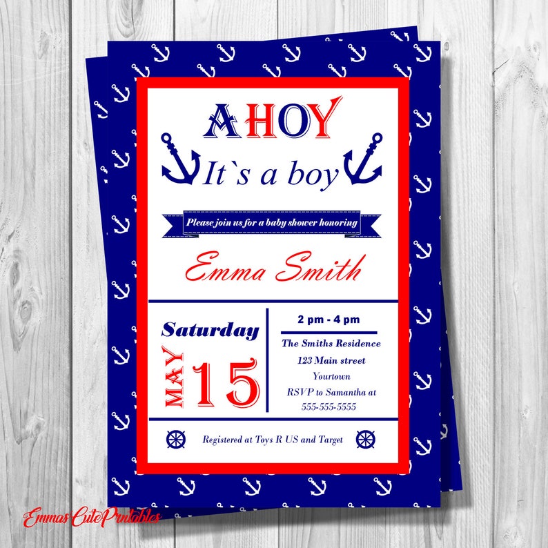 Printable Nautical Baby Shower Invitation Nautical Baby - Etsy