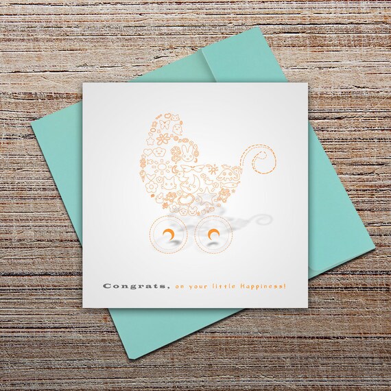 New Baby Congratulation Printable Card Orange congrats to - Etsy