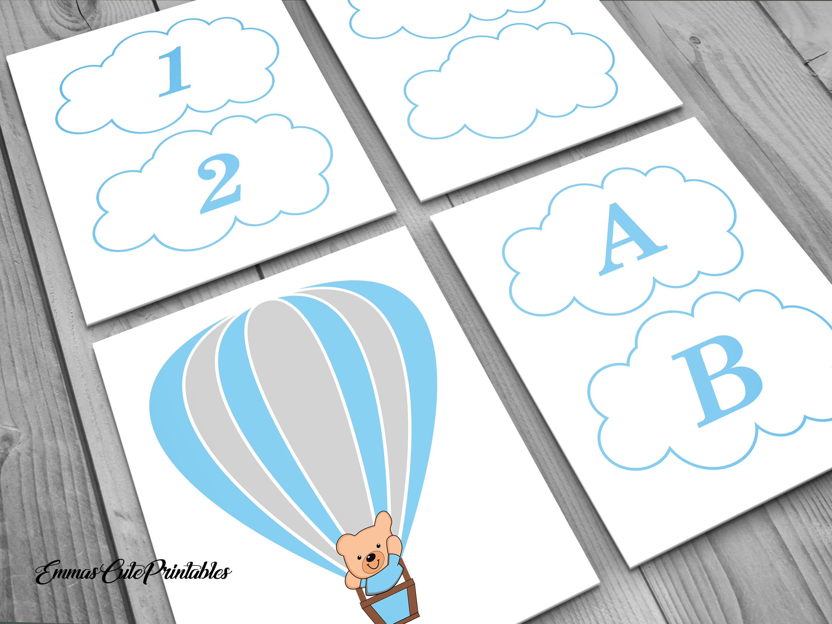Printable Nursery Wallbaby Blue Alphabet and Numbers Blue - Etsy
