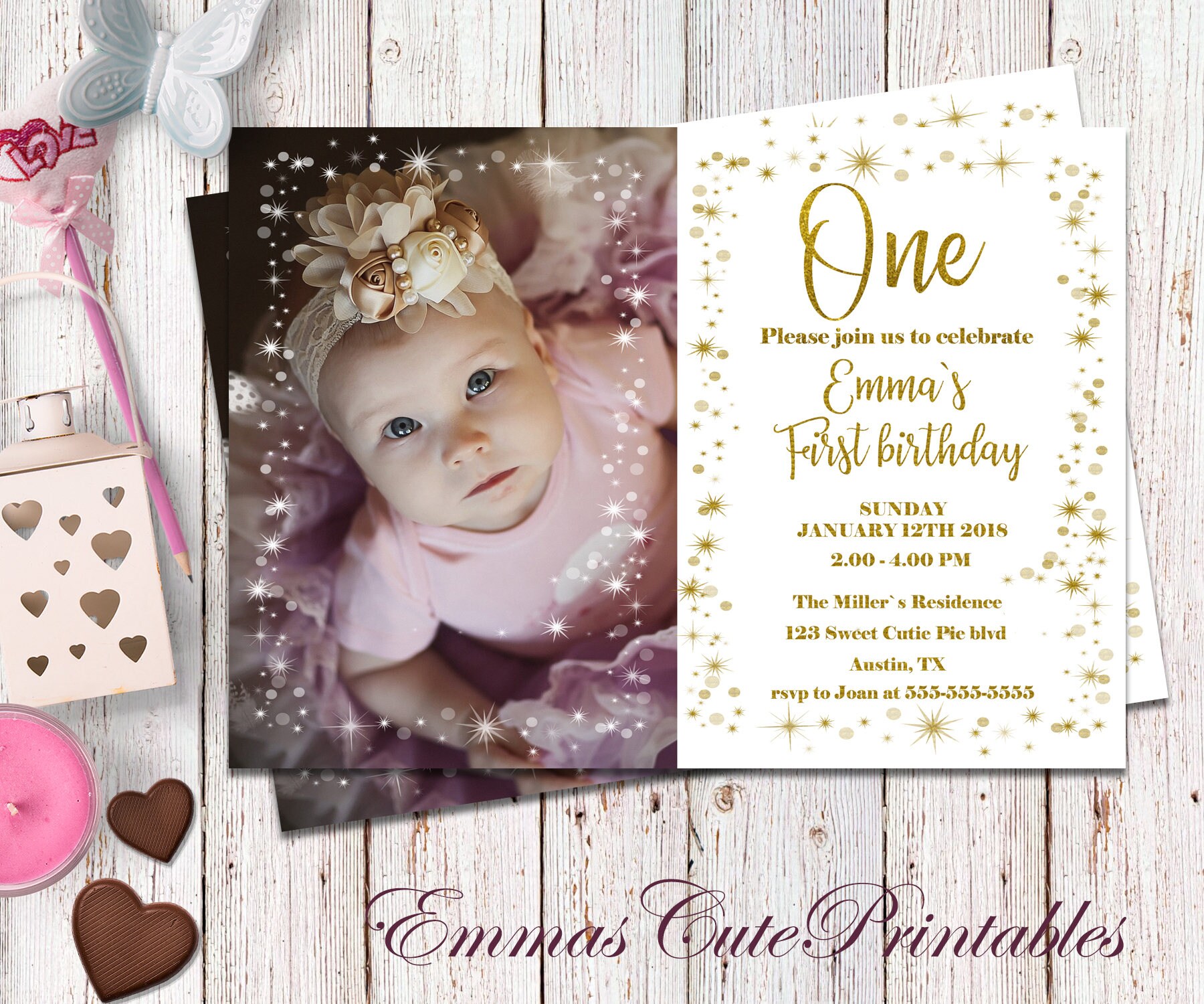 First Birthday Invitation Girl First Birthday Invitation Girl Etsy