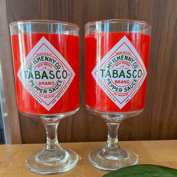 Tabasco Sauce Stemmed Glasses Etsy