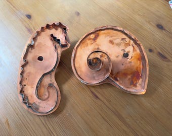 Vintage Martha Stewart Copper Cookie Cutters: Sea Horse & Nautilus Set