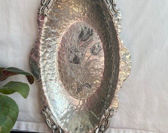 Rodney Kent Tulip Hammered Tray Hand Wrought Creation