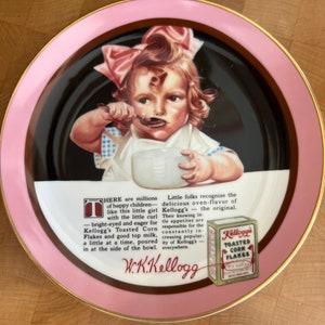 Kellogg&#39;s Nostalgia Collection,  Collectors Plate of Old Advert, Girl With The Pink Bow 1988