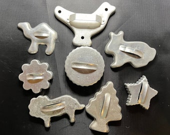 Vintage Aluminum Cookie Cutters: Animal & Geometric Shapes
