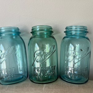 Ball 1 Quart Perfect Mason Jar  Green 1910-1923, Great Condition Canning Jars For Collecting