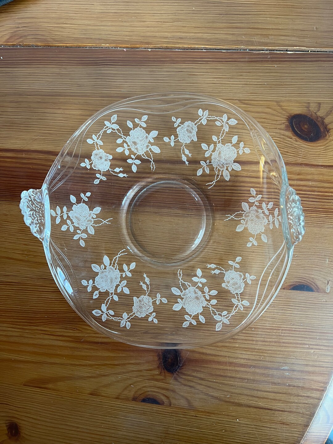 Vintage Willowmere Rose Etched Bon Bon Tray by Fostoria Glass, Muffin Tray Etsy