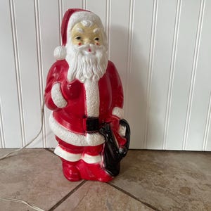Santa Blow Mold, Empire Stamped Small 13&quot; Blow Mold With Single Light, Empire Blow Mold, Tabletop Blow Mold Decor, Cord Needs Replacing