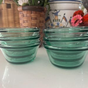 Vintage Green Glass Custard Cups - Set of 6 - Made in USA