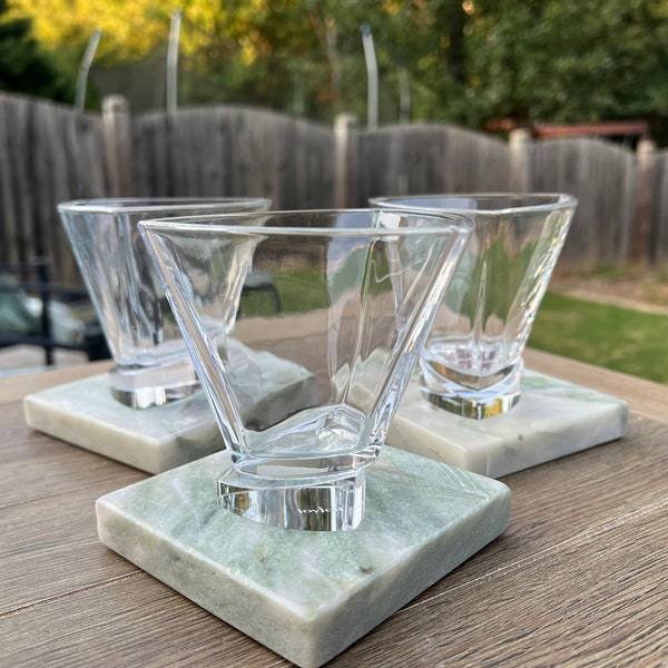 Individual Joy Jolt Aqua Vitae Offset Triangle Martini Glasses, Crystal 7 oz Cocktail Glass, Funky Barware, JoyJolt Geometric