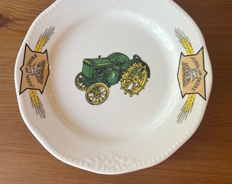 Vintage John Deere China, Set of 3 Bowl, Small Plate and Mug,  Gibson John Deere Yellow Logo China, John Deere Small Plate, Mug, Cereal Bowl
