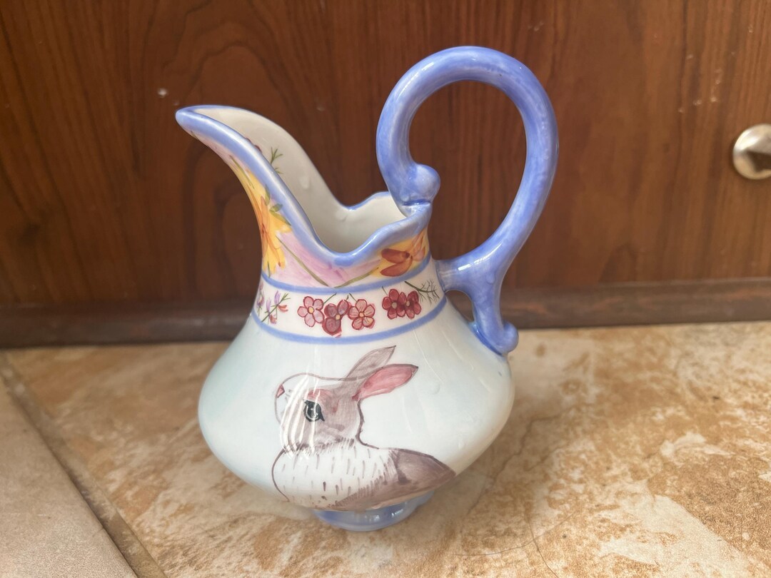 Bunny Cream Pitcher Danna Cullen, Vintage Hand Painted Porcelain Bunny ...