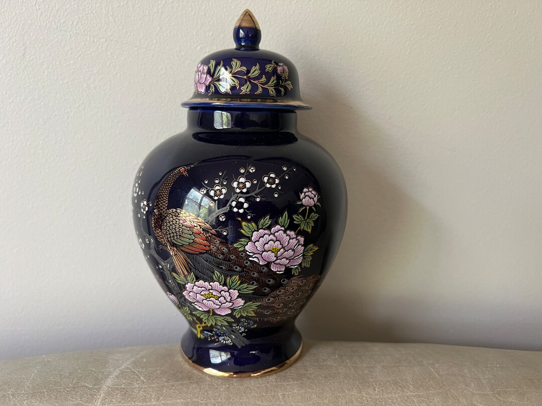 Vintage Navy and Gold Kutani Ginger Jar Display Etsy