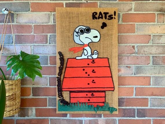 Vintage Snoopy Red Baron Flying Ace Burlap Wall Art Yarn Felt Etsy Vintage Snoopy Red Baron Flying Ace Burlap Wall Art Yarn Felt Etsy