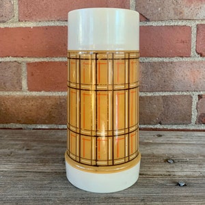 Vintage Aladdin Thermos Bottle Coffee Soup Food Container Pint Wide Mouth  Brown Bagger Plaid Lid Complete 