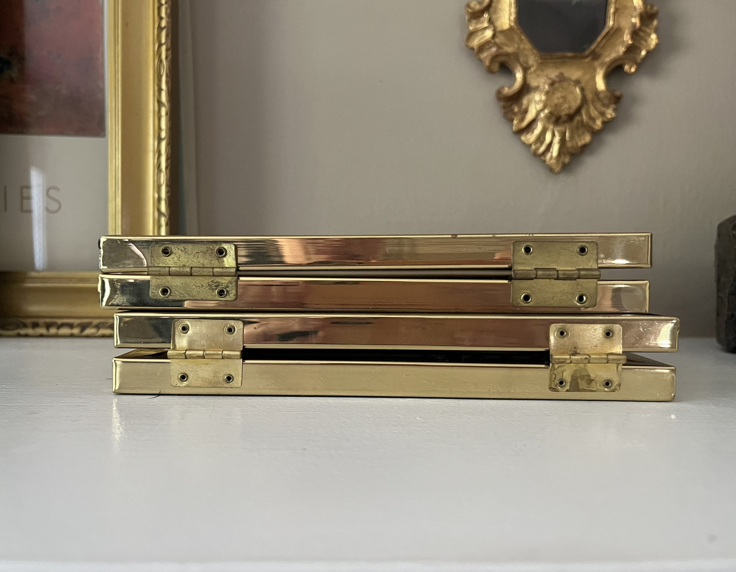 Solid Brass Double Picture Frame | 5x7 Bi-fold Hinged Photo Frame ...