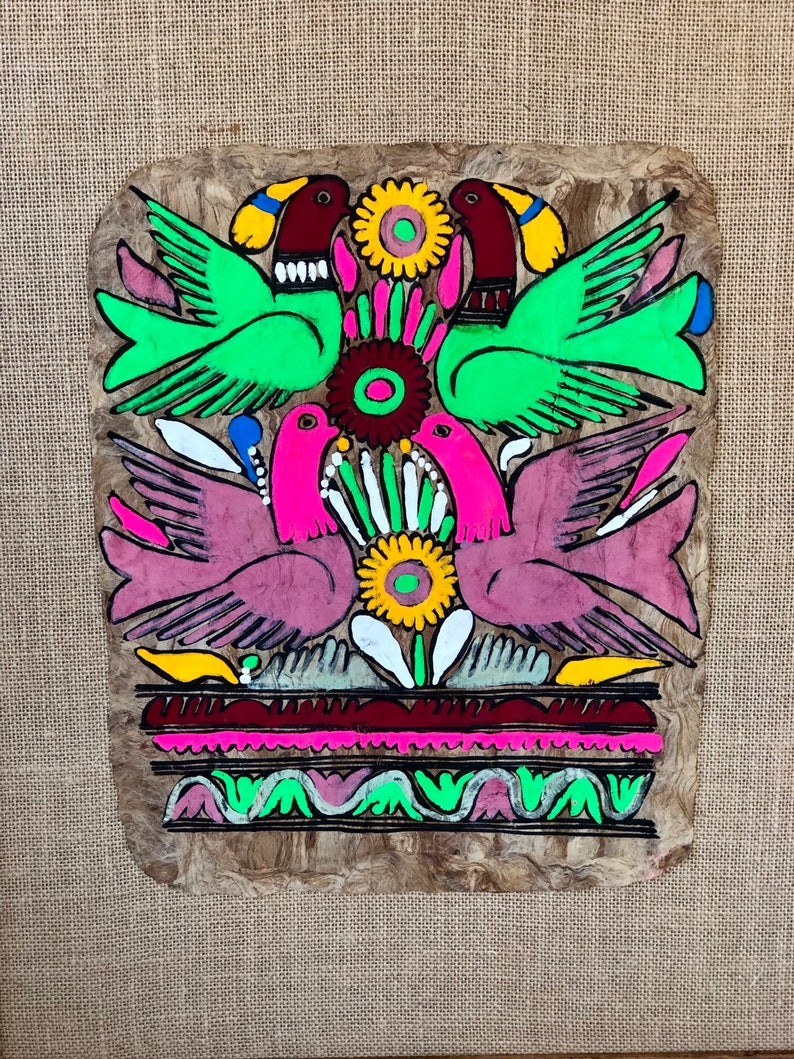 1960's Amate Bark Painting Vintage Mexican Folk Aztec Art Etsy