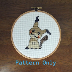 Mimikyu Pokemon Cross Stitch PDF Pattern Download, Halloween, Ghost Type, Fairy Type, Nerdy Cross Stitch, Gifts for Gamers image 1