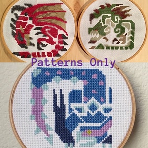 Flying Wyvern Monster Hunter Cross Stitch Pattern Bundle, Rathalos, Rathian, Nargacuga, PDF Pattern Download, Video Game Cross Stitch