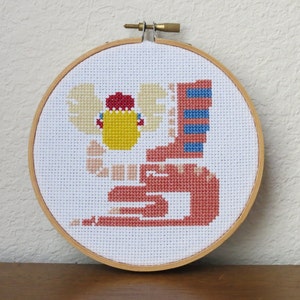 Yian Kut-Ku Icon Monster Hunter Finished Framed Cross Stitch, Video Game Wall Art, Gifts for Gamers, Pixel Art
