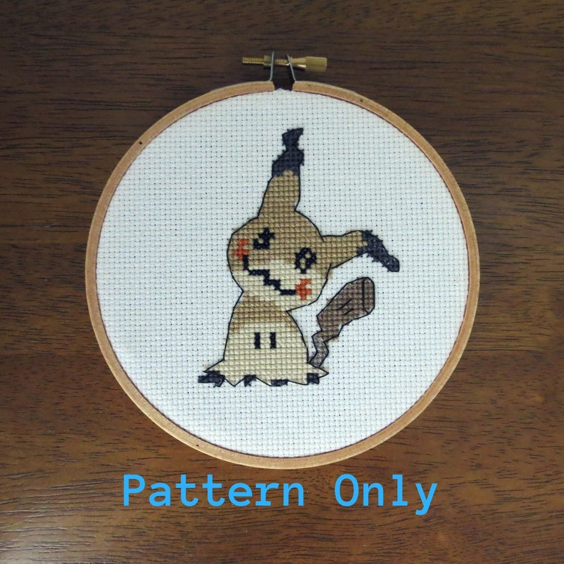 Mimikyu Pokemon Cross Stitch PDF Pattern Download, Halloween, Ghost Type, Fairy Type, Nerdy Cross Stitch, Gifts for Gamers image 1