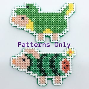 Poogie Monster Hunter Cross Stitch Pattern PDFs, Frog and Watermelon Poogie