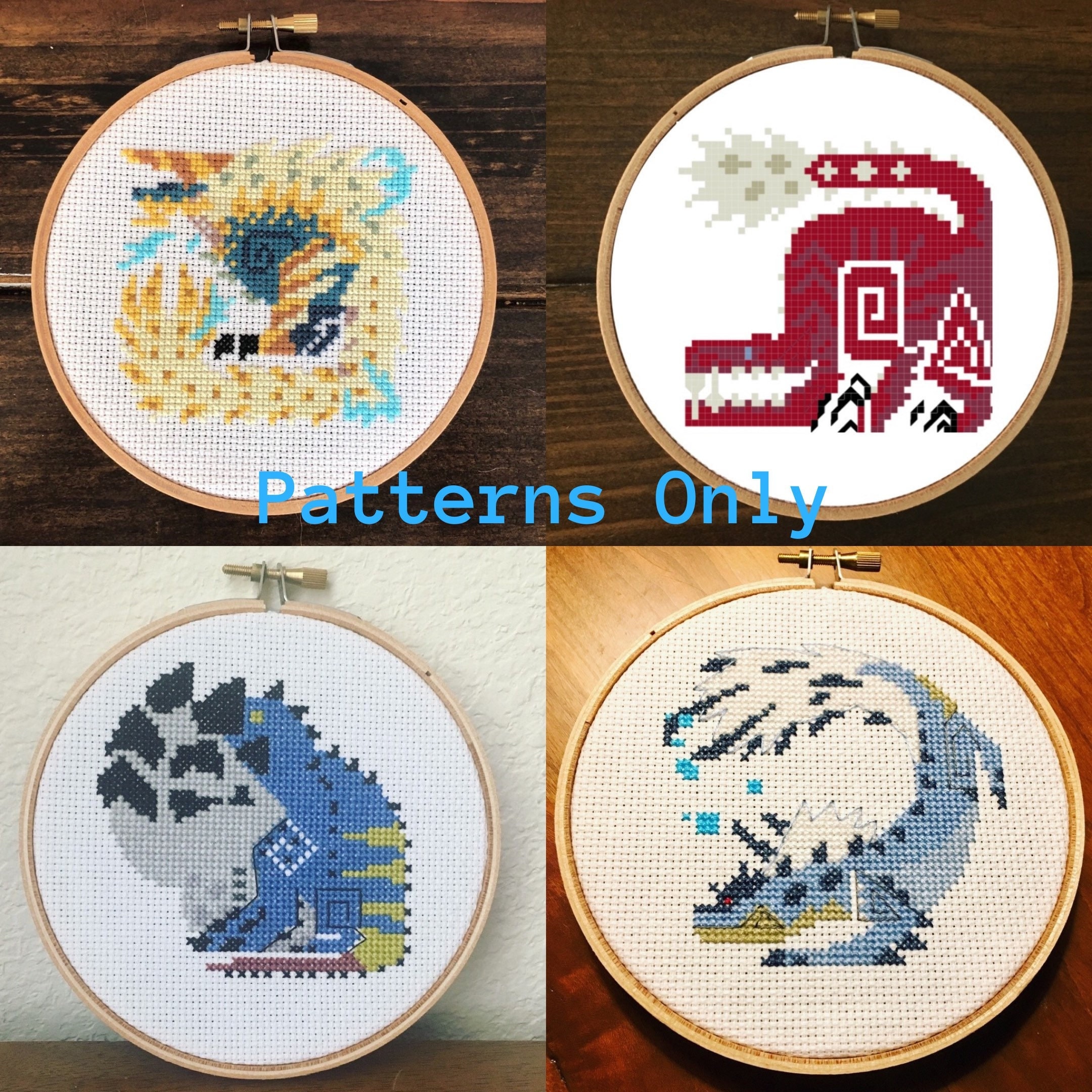 Fanged Wyverns Monster Hunter Cross Stitch Pattern Bundle, Video