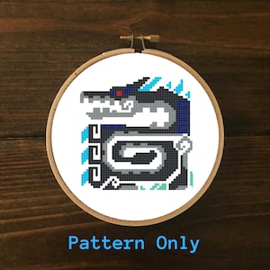 Monster Hunter Abyssal Lagiacrus Cross Stitch Pattern PDF Download, Video Game Cross Stitch, Gifts for Gamers, Pixel Art, Geeky Cross Stitch