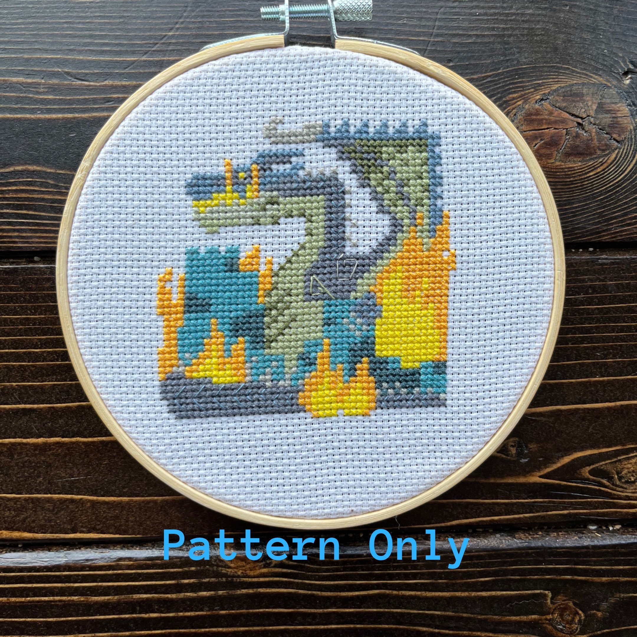 Monster Hunter World Fatalis Cross Stitch Pattern PDF Download, Pixel Art, Video Game Cross Stitch, Gifts for Gamers, Nerdy Cross Stit