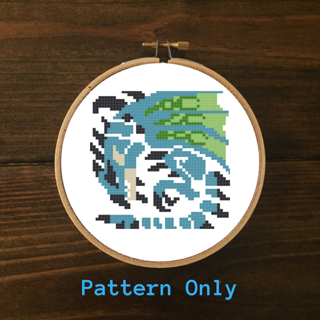 Rathalos Shell Pattern Azure Rathalos Icon Monster Hunter Cross Stitch Pattern PDF Download ...
