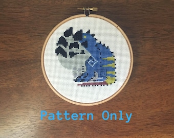 Monster Hunter World Dodogama Cross Stitch Pattern, PDF Download, Pixel Art, Video Game Cross Stitch, Gifts for Gamers