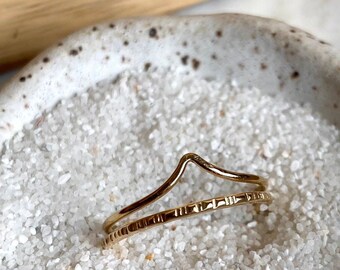 Gold Stacking Ring Set, Set of 2 Stacking Rings, Handmade Jewelry, Minimalist Ring