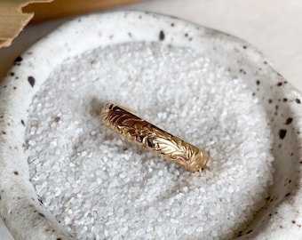 Gold Floral Ring, Thick Gold Filled Ring