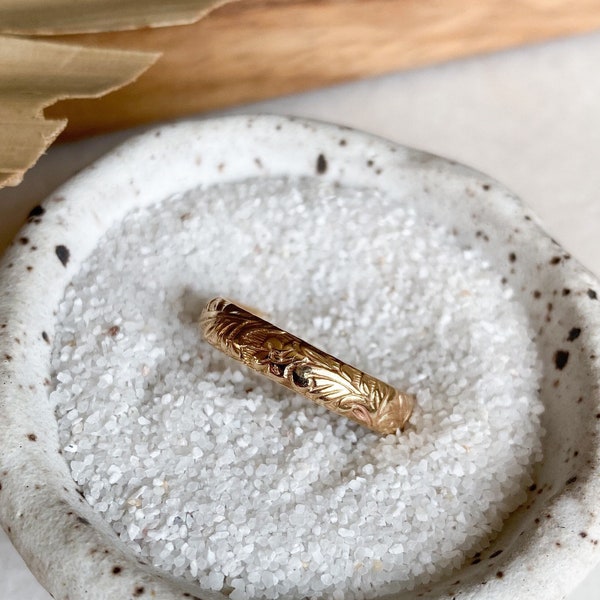 Gold Floral Ring, Thick Gold Filled Ring